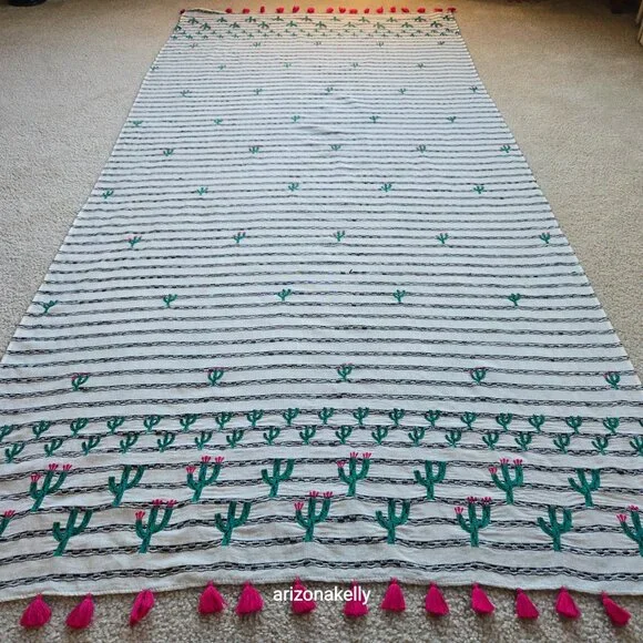 Anthropologie x Seen/Worn/Kept Cotton Cactus Scarf Embroidered - Picture 6 of 14